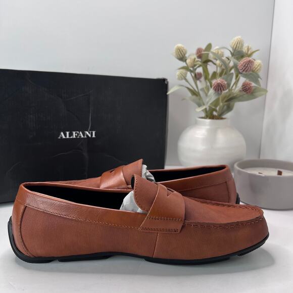 Alfani Iker Penny Driving Loafers Tan Slip On Shoes 100120994 Men's US 9.5 M NWB - Picture 7 of 10